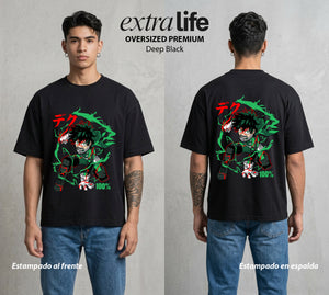 La Academia de Heroes | El Cuaderno del Heroe #02542 - Playera Oversized Premium | Deep Black - Foto en modelo