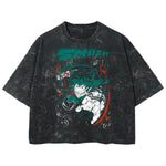 Playera streetwear premium de anime y gaming ExtraLife MX, corte boxy deluxe mineral wash heavyweight en color Acid Wash, moda urbana mexicana de culto.