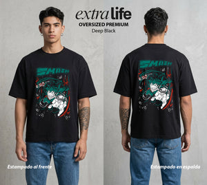La Academia de Heroes | La Voluntad del Heredero #02543 - Playera Oversized Premium | Deep Black - Foto en modelo