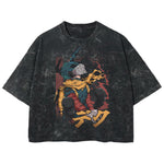 Playera streetwear premium de anime y gaming ExtraLife MX, corte boxy deluxe mineral wash heavyweight en color Acid Wash, moda urbana mexicana de culto.