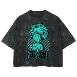 Playera streetwear premium de anime y gaming ExtraLife MX, corte boxy deluxe mineral wash heavyweight en color Acid Wash, moda urbana mexicana de culto.