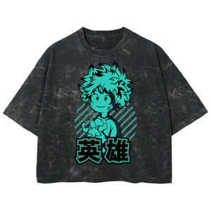 Playera streetwear premium de anime y gaming ExtraLife MX, corte boxy deluxe mineral wash heavyweight en color Acid Wash, moda urbana mexicana de culto.