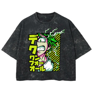 Playera streetwear premium de anime y gaming ExtraLife MX, corte boxy deluxe mineral wash heavyweight en color Acid Wash, moda urbana mexicana de culto.