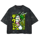 Playera streetwear premium de anime y gaming ExtraLife MX, corte boxy deluxe mineral wash heavyweight en color Acid Wash, moda urbana mexicana de culto.