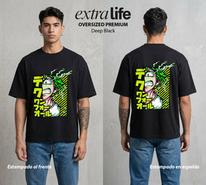 La Academia de Heroes | El Heroe Analista #02546 - Playera Oversized Premium | Deep Black - Foto en modelo