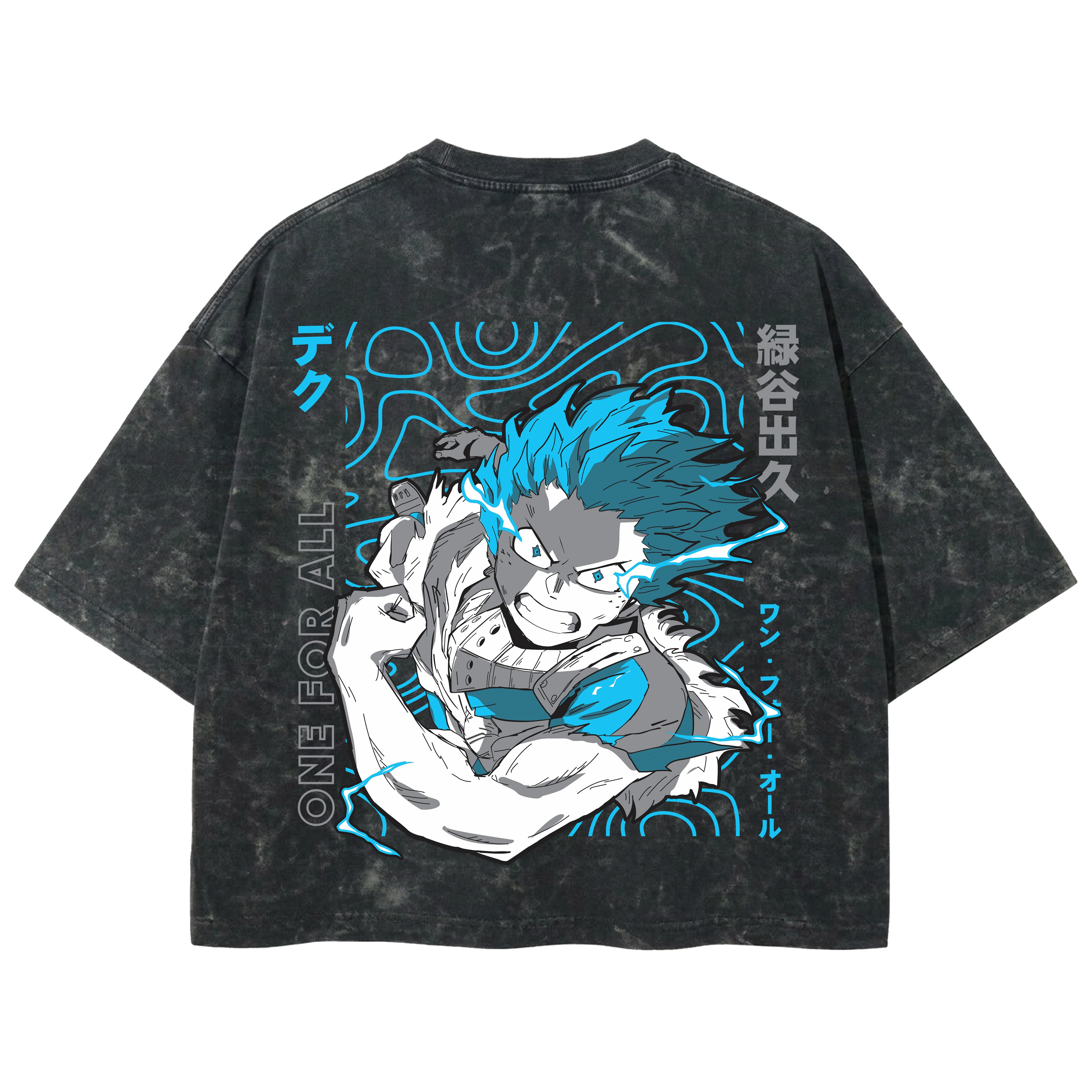Playera streetwear premium de anime y gaming ExtraLife MX, corte boxy deluxe mineral wash heavyweight en color Acid Wash, moda urbana mexicana de culto.