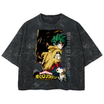 Playera streetwear premium de anime y gaming ExtraLife MX, corte boxy deluxe mineral wash heavyweight en color Acid Wash, moda urbana mexicana de culto.