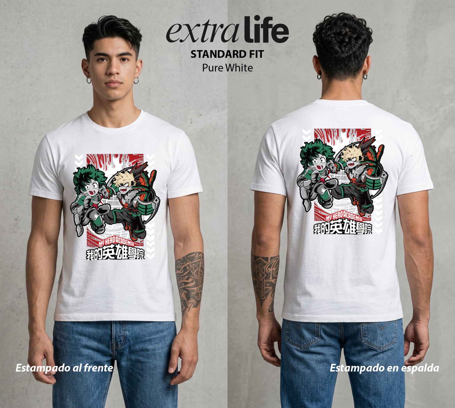 La Academia de Heroes | Explosion Total #02550 - Playera Standard Fit | Pure White - Foto en modelo