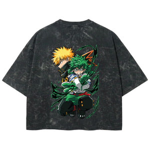 Playera streetwear premium de anime y gaming ExtraLife MX, corte boxy deluxe mineral wash heavyweight en color Acid Wash, moda urbana mexicana de culto.