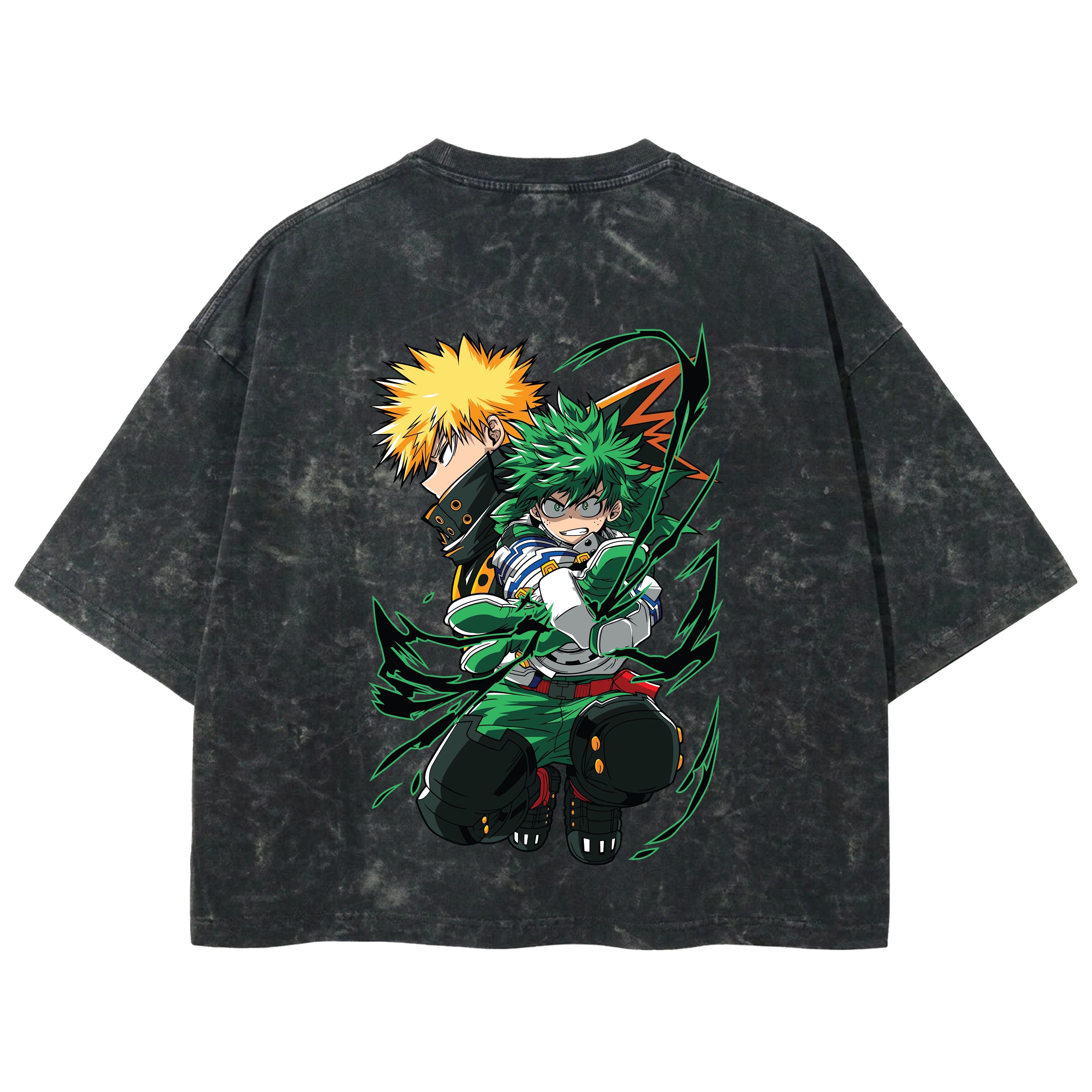 Playera streetwear premium de anime y gaming ExtraLife MX, corte boxy deluxe mineral wash heavyweight en color Acid Wash, moda urbana mexicana de culto.