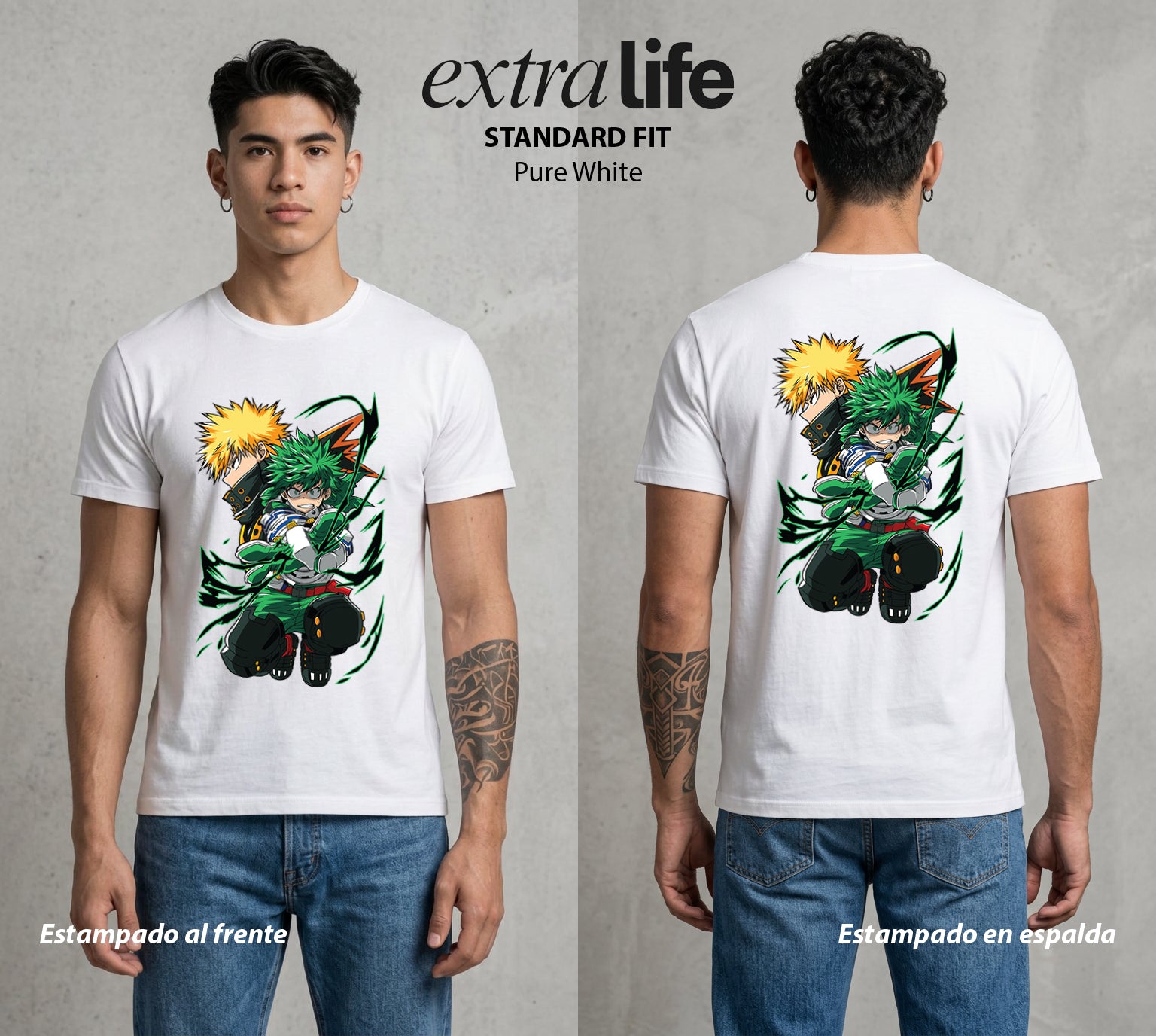La Academia de Heroes | El Heroe Analista #02551 - Playera Standard Fit | Pure White - Foto en modelo