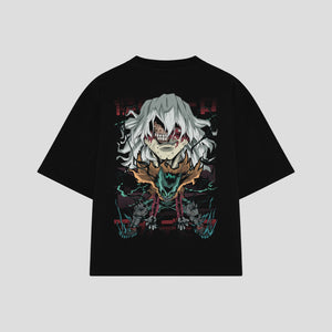 Playera streetwear premium de anime y gaming ExtraLife MX, corte oversized drop shoulder ligero y fresco en color Deep Black y Off-White, moda urbana mexicana de culto.