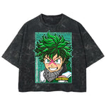 Playera streetwear premium de anime y gaming ExtraLife MX, corte boxy deluxe mineral wash heavyweight en color Acid Wash, moda urbana mexicana de culto.