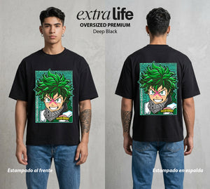 La Academia de Heroes | La Voluntad del Heredero #02553 - Playera Oversized Premium | Deep Black - Foto en modelo