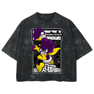 Playera streetwear premium de anime y gaming ExtraLife MX, corte boxy deluxe mineral wash heavyweight en color Acid Wash, moda urbana mexicana de culto.