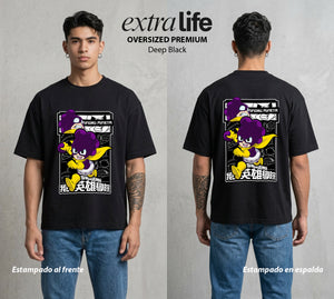 La Academia de Heroes | El Travieso del Bien #02554 - Playera Oversized Premium | Deep Black - Foto en modelo