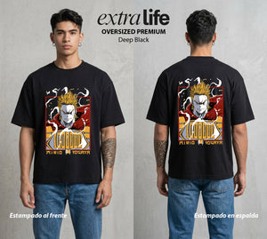 La Academia de Heroes | El Plus Ultra Millon #02556 - Playera Oversized Premium | Deep Black - Foto en modelo