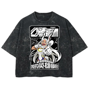 Playera streetwear premium de anime y gaming ExtraLife MX, corte boxy deluxe mineral wash heavyweight en color Acid Wash, moda urbana mexicana de culto.