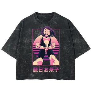 Playera streetwear premium de anime y gaming ExtraLife MX, corte boxy deluxe mineral wash heavyweight en color Acid Wash, moda urbana mexicana de culto.
