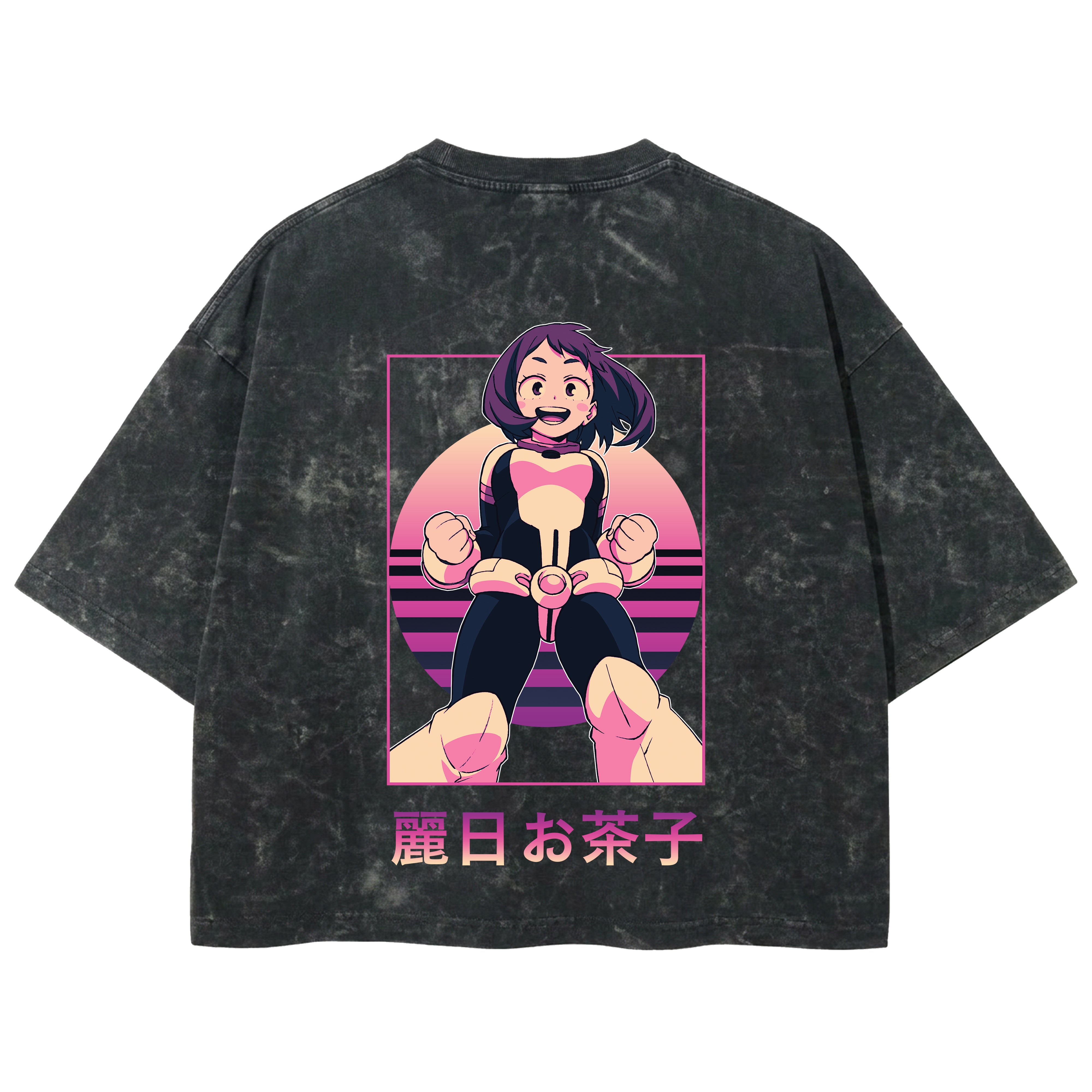 Playera streetwear premium de anime y gaming ExtraLife MX, corte boxy deluxe mineral wash heavyweight en color Acid Wash, moda urbana mexicana de culto.
