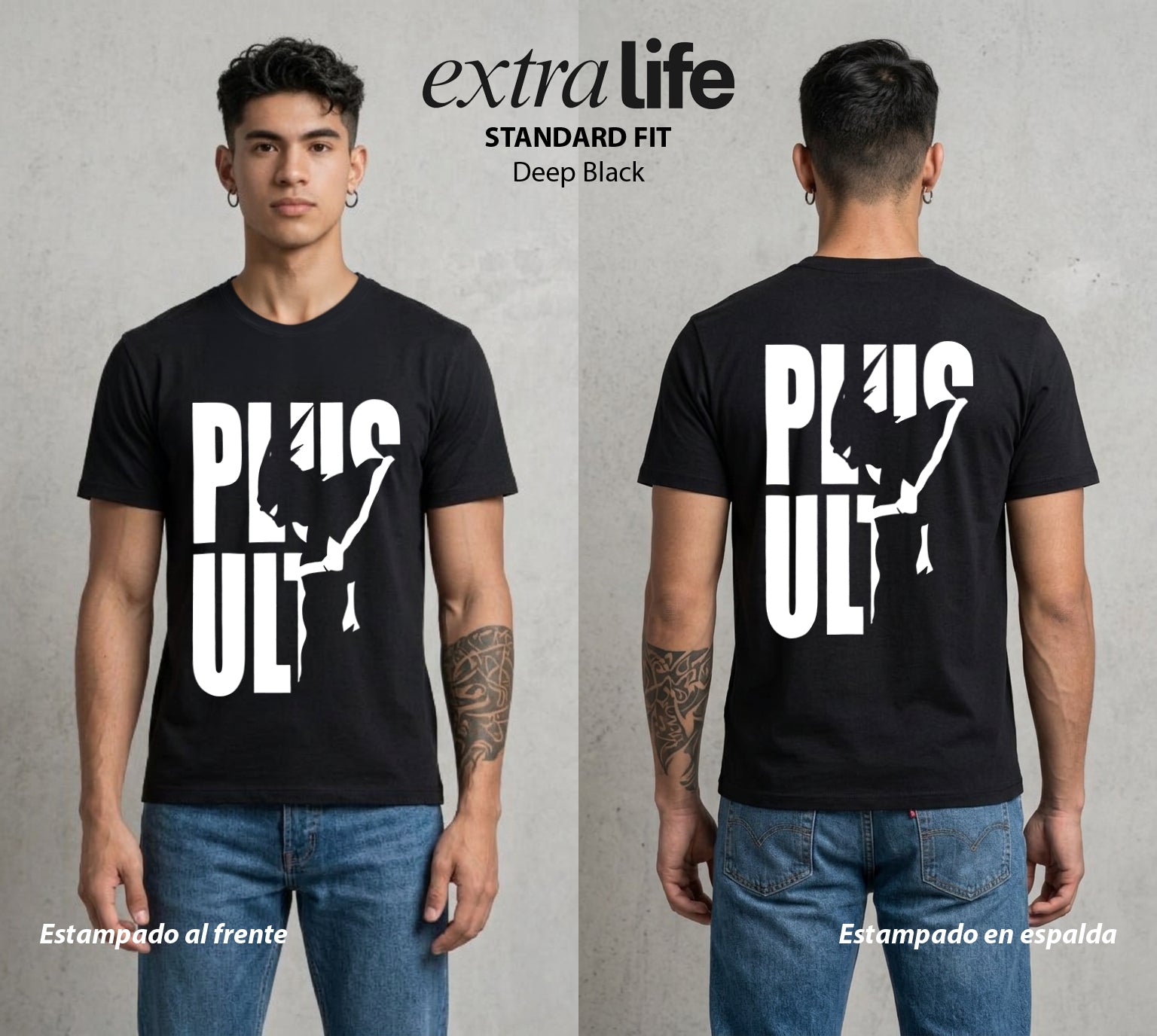 La Academia de Heroes | Mas Alla del Limite #02565 - Playera Standard Fit | Deep Black - Foto en modelo