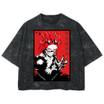 Playera streetwear premium de anime y gaming ExtraLife MX, corte boxy deluxe mineral wash heavyweight en color Acid Wash, moda urbana mexicana de culto.