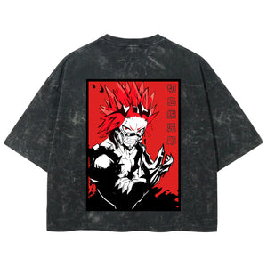Playera streetwear premium de anime y gaming ExtraLife MX, corte boxy deluxe mineral wash heavyweight en color Acid Wash, moda urbana mexicana de culto.
