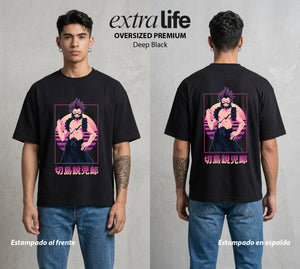 La Academia de Heroes | La Roca al Atardecer al Atardecer #02568 - Playera Oversized Premium | Deep Black - Foto en modelo