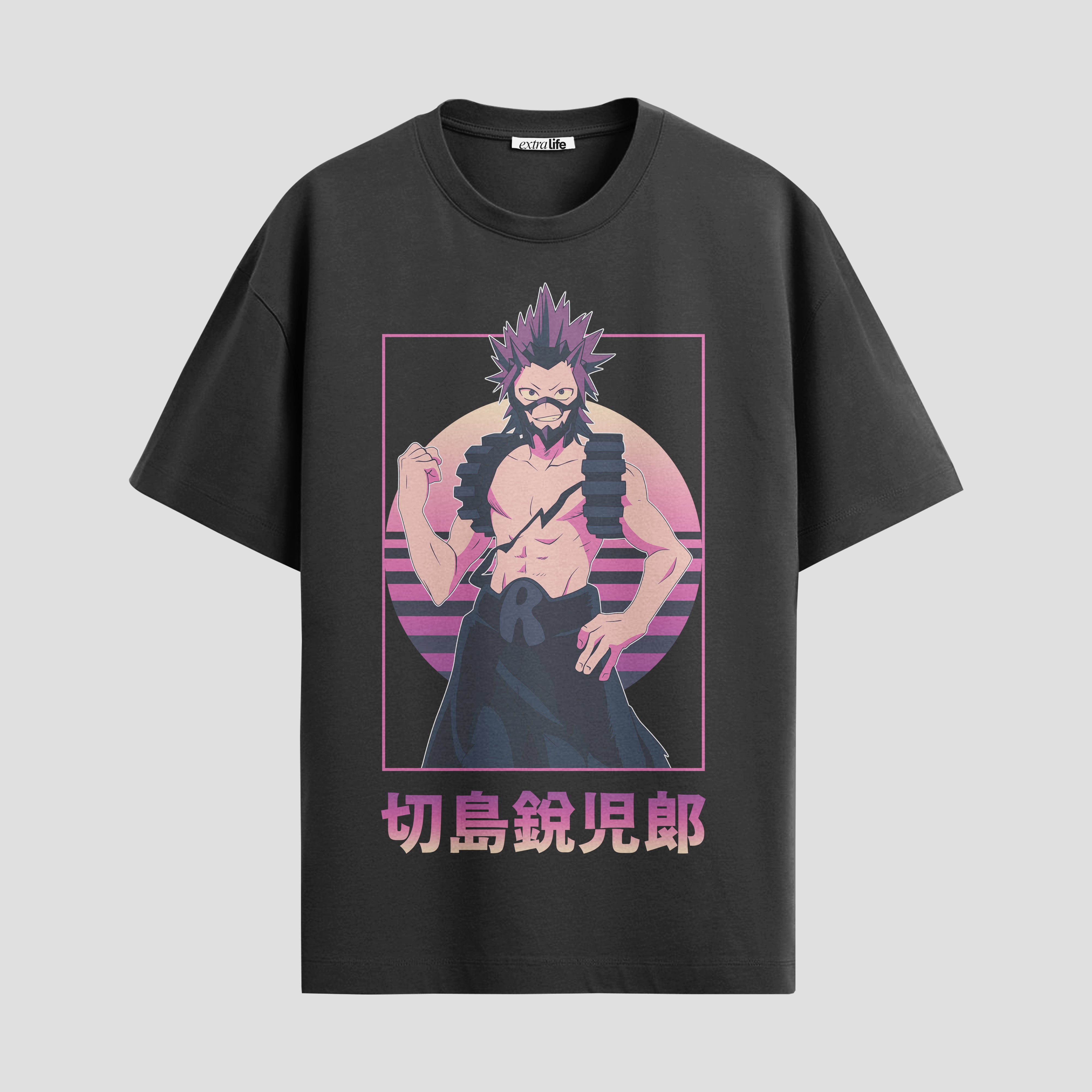 Playera urbana de anime y gaming ExtraLife MX, corte Standard Fit unisex ligero y transpirable en color Deep Black y Pure White, ropa de uso diario para gym y casual.