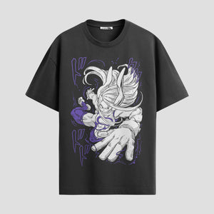 Playera urbana de anime y gaming ExtraLife MX, corte Standard Fit unisex ligero y transpirable en color Deep Black y Pure White, ropa de uso diario para gym y casual.