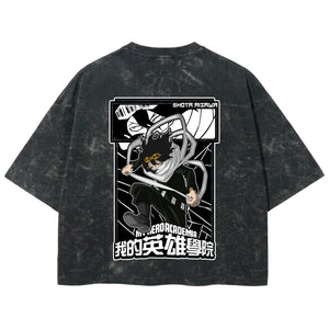 Playera streetwear premium de anime y gaming ExtraLife MX, corte boxy deluxe mineral wash heavyweight en color Acid Wash, moda urbana mexicana de culto.