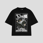 Playera streetwear premium de anime y gaming ExtraLife MX, corte oversized drop shoulder ligero y fresco en color Deep Black y Off-White, moda urbana mexicana de culto.