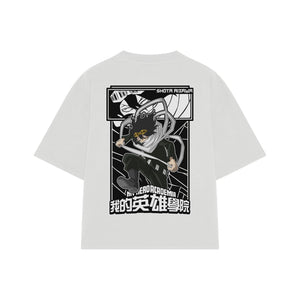 Playera streetwear premium de anime y gaming ExtraLife MX, corte oversized drop shoulder ligero y fresco en color Deep Black y Off-White, moda urbana mexicana de culto.