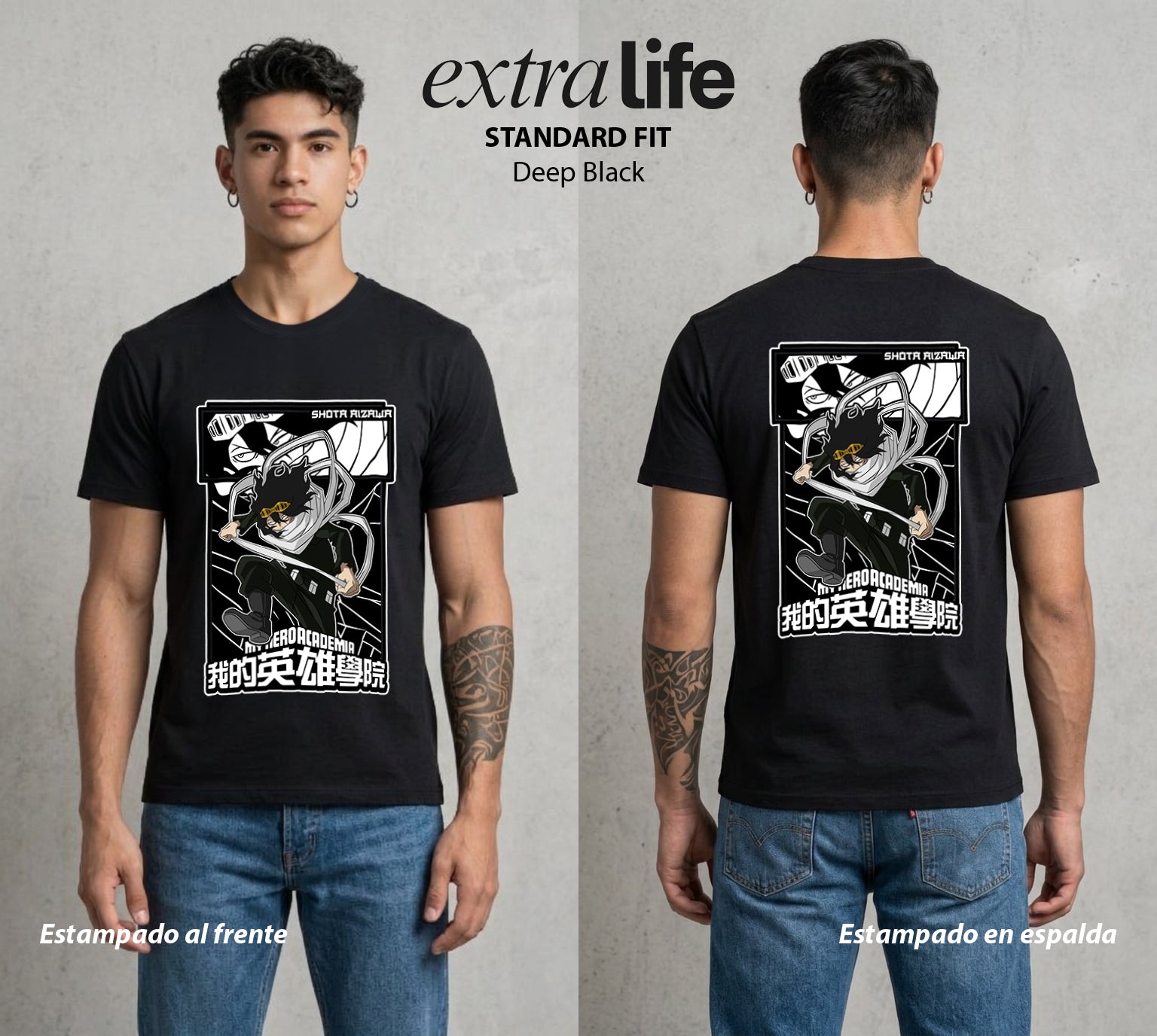 La Academia de Heroes | El Borrador de Poderes #02571 - Playera Standard Fit | Deep Black - Foto en modelo