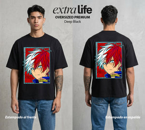 La Academia de Heroes | La Herencia del Bien #02573 - Playera Oversized Premium | Deep Black - Foto en modelo
