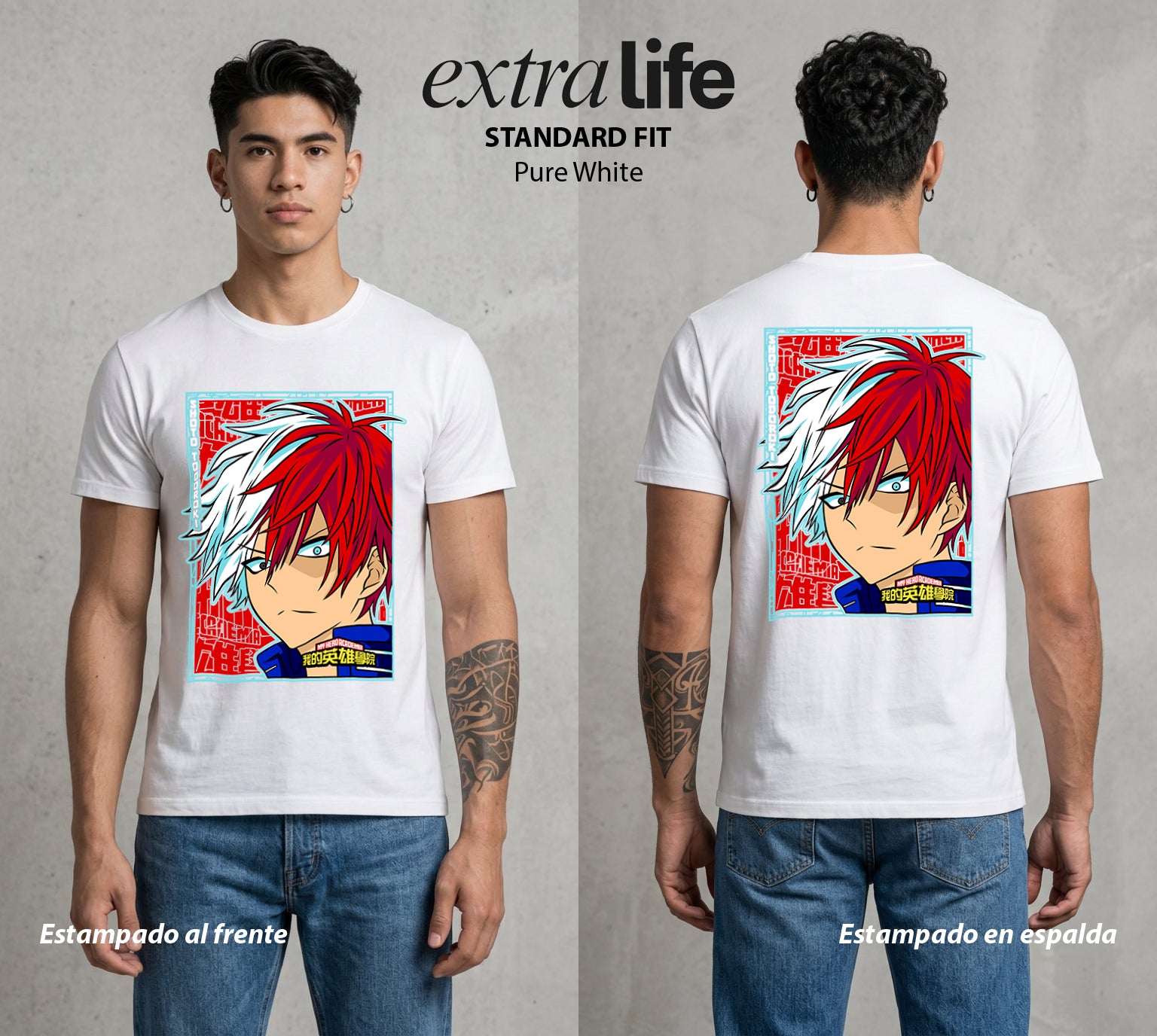 La Academia de Heroes | La Herencia del Bien #02573 - Playera Standard Fit | Pure White - Foto en modelo
