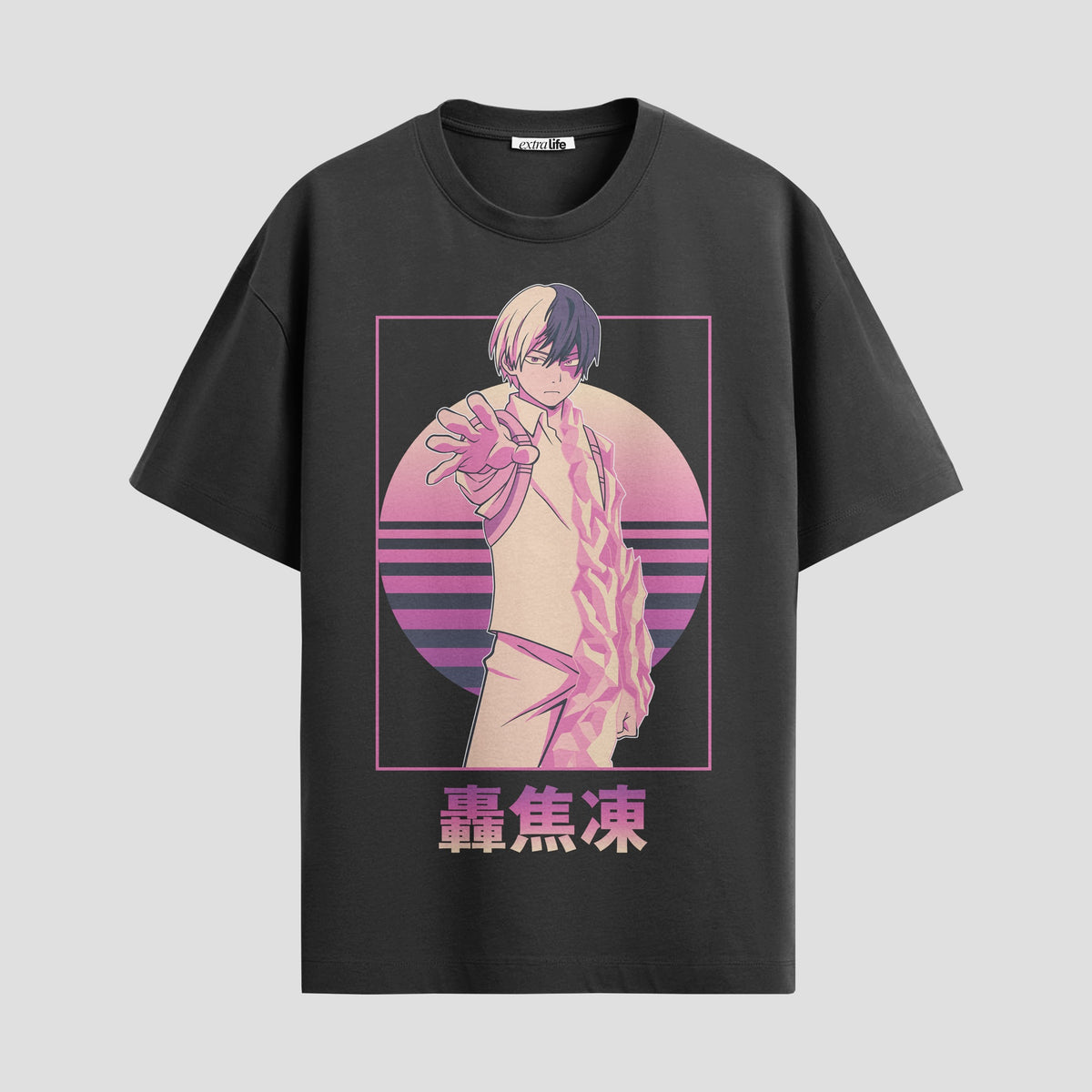 Playera urbana de anime y gaming ExtraLife MX, corte Classic Premium unisex ligero y transpirable en color Deep Black y Pure White, ropa de uso diario para gym y casual.