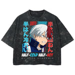 Playera streetwear premium de anime y gaming ExtraLife MX, corte boxy deluxe mineral wash heavyweight en color Acid Wash, moda urbana mexicana de culto.