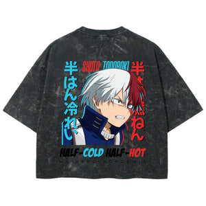 Playera streetwear premium de anime y gaming ExtraLife MX, corte boxy deluxe mineral wash heavyweight en color Acid Wash, moda urbana mexicana de culto.