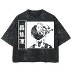Playera streetwear premium de anime y gaming ExtraLife MX, corte boxy deluxe mineral wash heavyweight en color Acid Wash, moda urbana mexicana de culto.