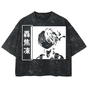 Playera streetwear premium de anime y gaming ExtraLife MX, corte boxy deluxe mineral wash heavyweight en color Acid Wash, moda urbana mexicana de culto.