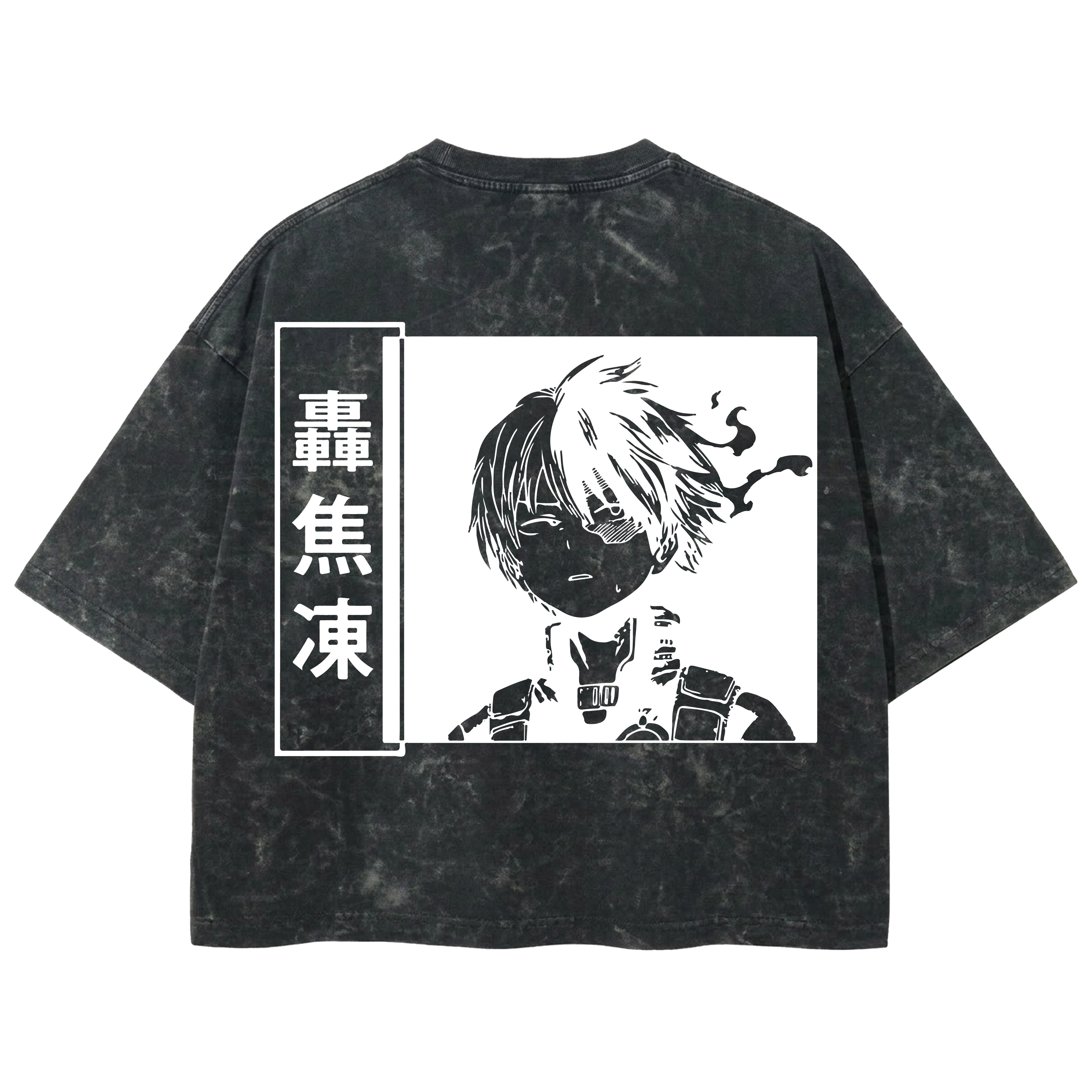 Playera streetwear premium de anime y gaming ExtraLife MX, corte boxy deluxe mineral wash heavyweight en color Acid Wash, moda urbana mexicana de culto.