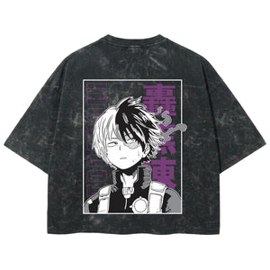Playera streetwear premium de anime y gaming ExtraLife MX, corte boxy deluxe mineral wash heavyweight en color Acid Wash, moda urbana mexicana de culto.