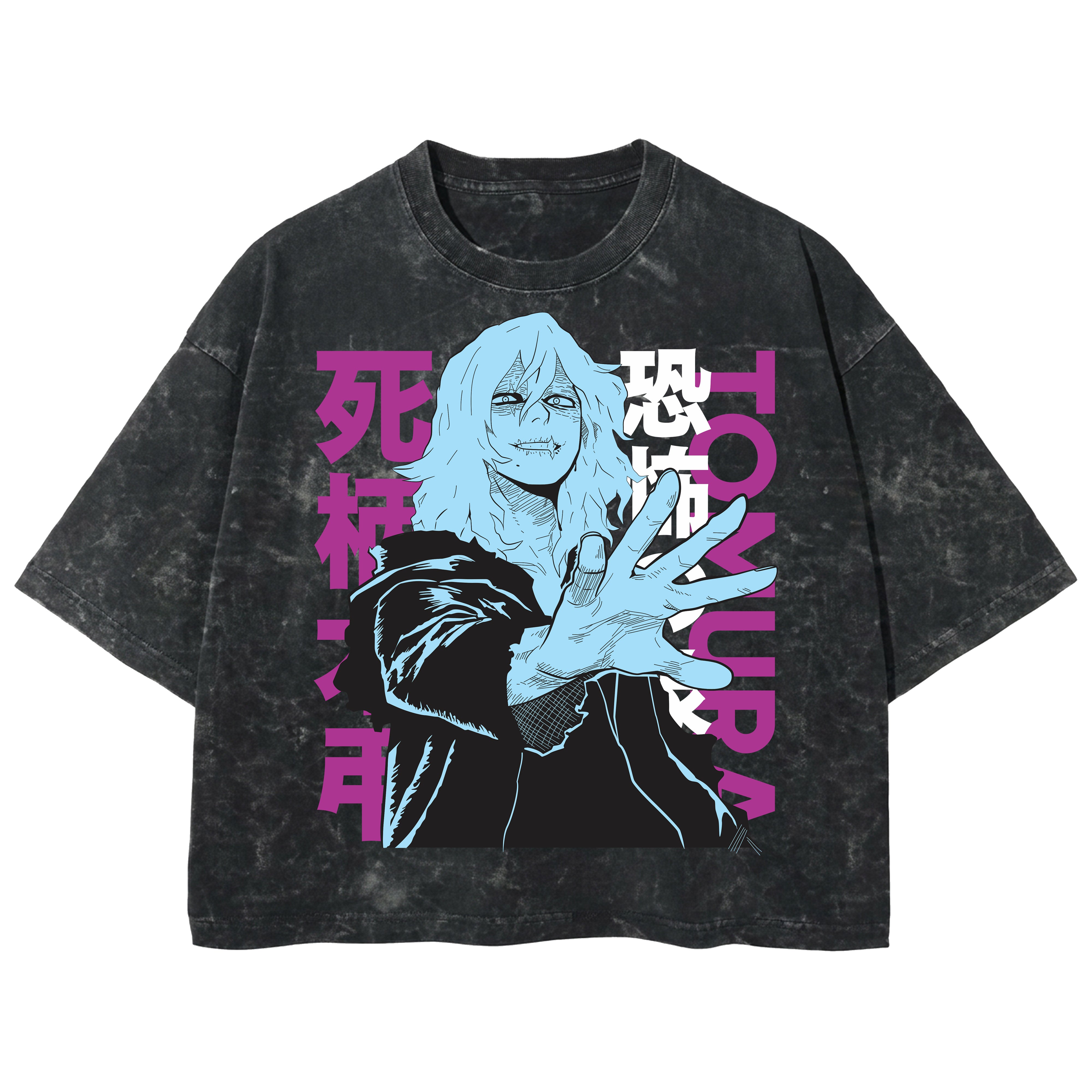 Playera streetwear premium de anime y gaming ExtraLife MX, corte boxy deluxe mineral wash heavyweight en color Acid Wash, moda urbana mexicana de culto.