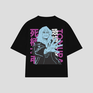 Playera streetwear premium de anime y gaming ExtraLife MX, corte oversized drop shoulder ligero y fresco en color Deep Black y Off-White, moda urbana mexicana de culto.
