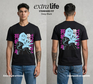 La Academia de Heroes | Las Manos del Caos #02583 - Playera Standard Fit | Deep Black - Foto en modelo