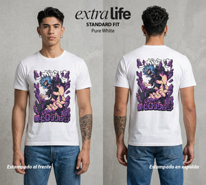 La Academia de Heroes | El Rey de la Destruccion #02584 - Playera Standard Fit | Pure White - Foto en modelo