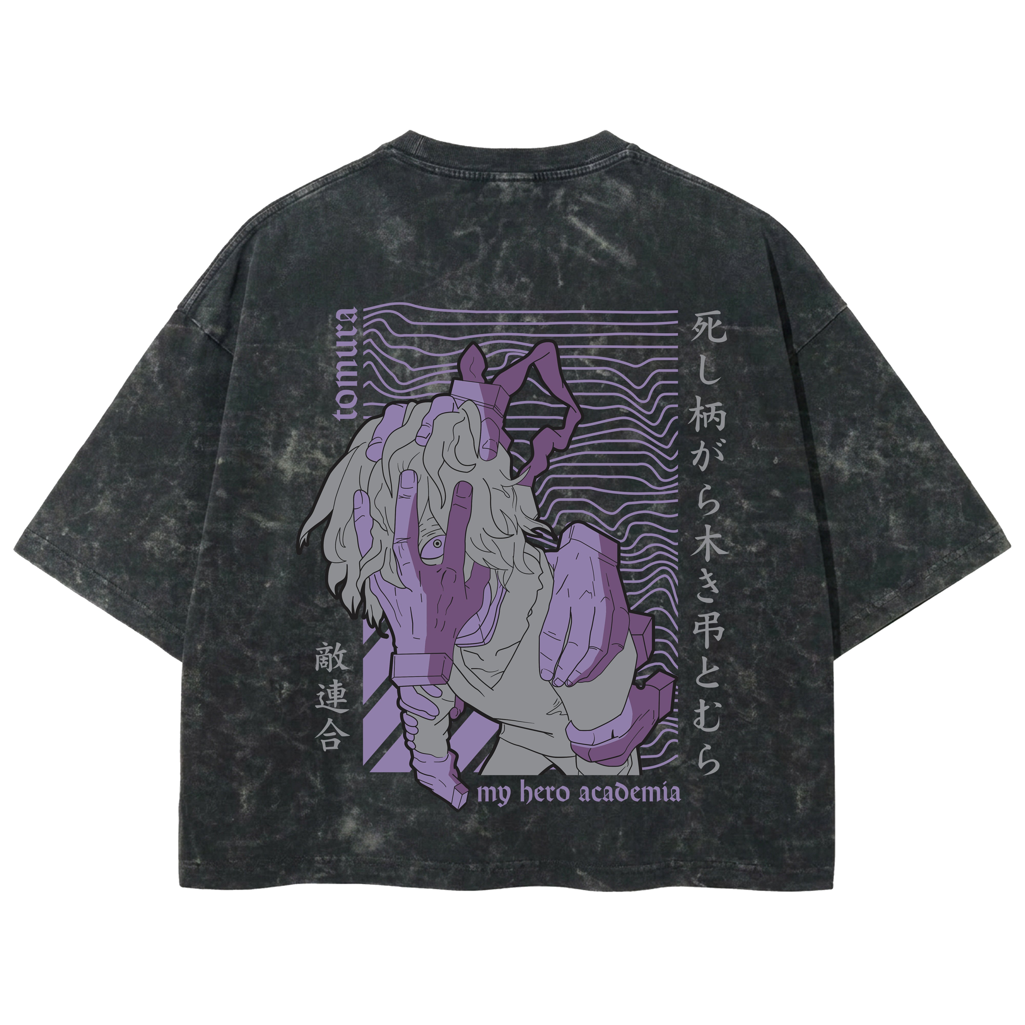 Playera streetwear premium de anime y gaming ExtraLife MX, corte boxy deluxe mineral wash heavyweight en color Acid Wash, moda urbana mexicana de culto.