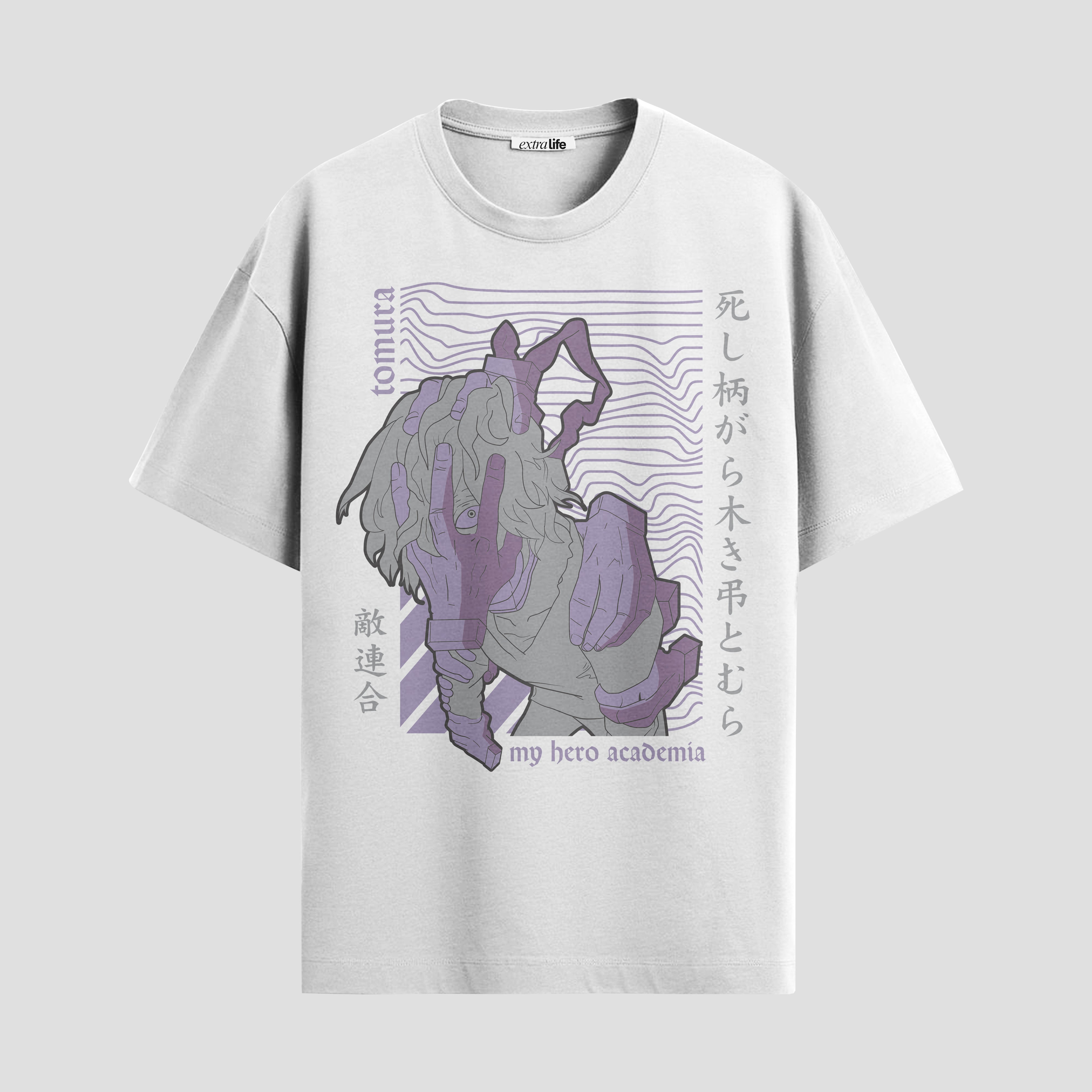 Playera urbana de anime y gaming ExtraLife MX, corte Standard Fit unisex ligero y transpirable en color Deep Black y Pure White, ropa de uso diario para gym y casual.