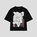Playera streetwear premium de anime y gaming ExtraLife MX, corte oversized drop shoulder ligero y fresco en color Deep Black y Off-White, moda urbana mexicana de culto.